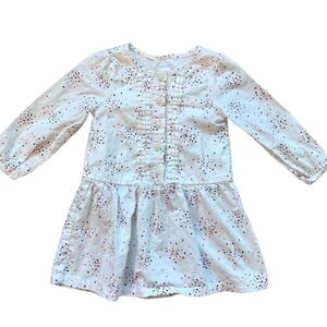 Gymboree Baby Girl Long-Sleeve Printed Dress White button front Size 12-18 month
